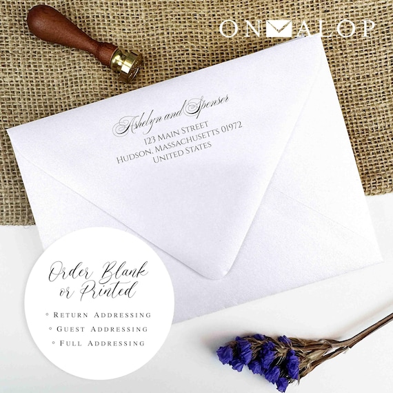 Metallic White Shimmer Wedding Envelopes, RSVP Cards | Blank or Printed with Addresses (25 Pack)