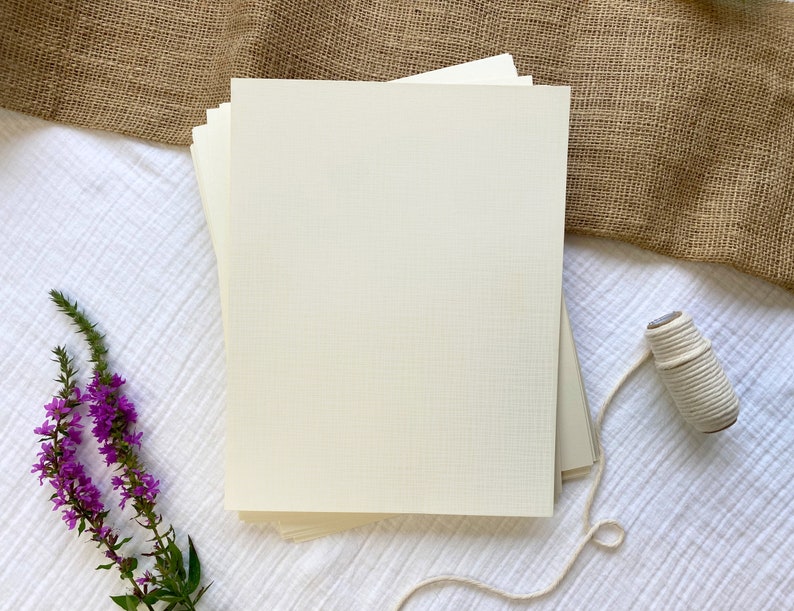 Onvalop 8 1/2 x 11 Linen Textured Card Stock | Thick, Heavy Paper, Linen Finish - Natural White