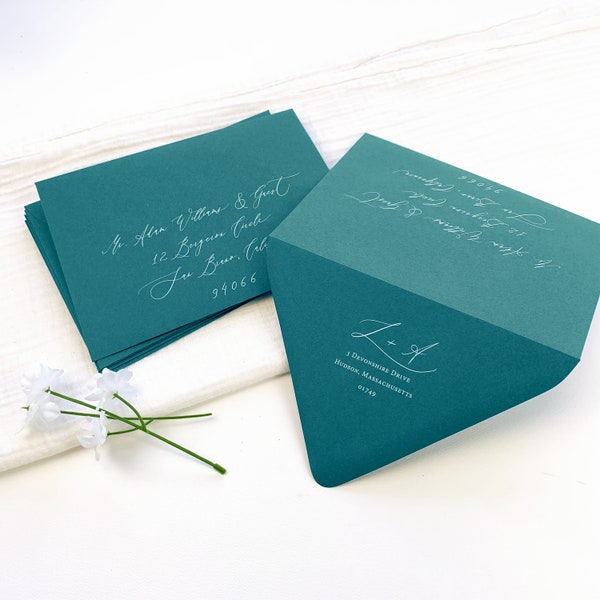 Aqua Blue Wedding Envelopes | A1, A2, A6, A7, A9 | Fancy Thick Paper | 25 Blank Envelopes/Pack | White Ink Address Printing Available