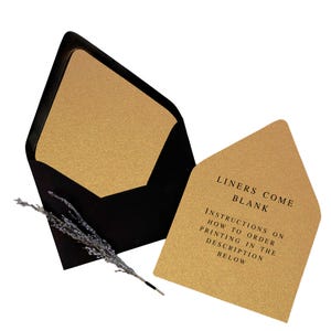 Metallic Antique Gold Envelope Liners 4x6, 5x7 +More Sizes | 25 Blank Euro Flap Liner Paper | Printing Available | Envelopes Not Included