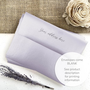 Lilac Wedding Envelopes, Shimmer Metallic Kunzite | 25 Blank Straight Flap Envelopes | Addressing Available | A2, A6, A7, A9 + More Sizes