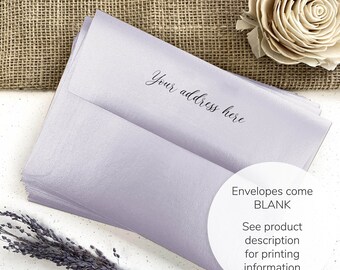 Lilac Wedding Envelopes, Shimmer Metallic Kunzite | 25 Blank Straight Flap Envelopes | Addressing Available | A2, A6, A7, A9 + More Sizes