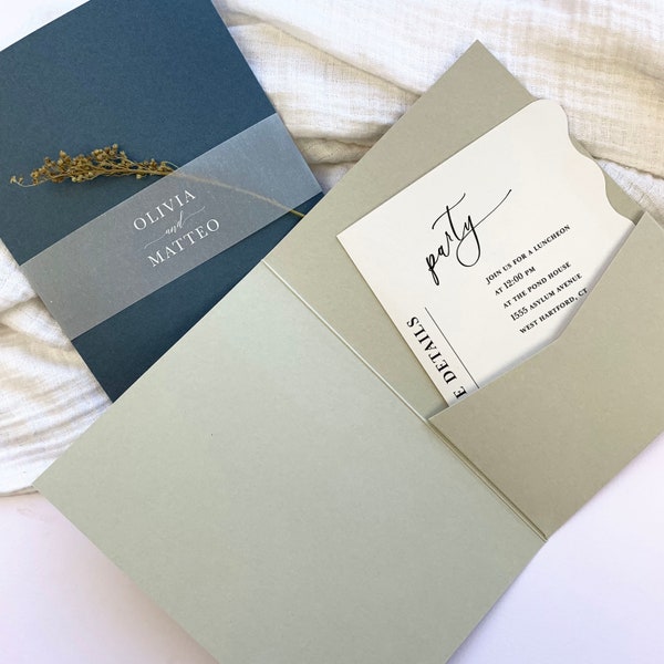 5x7 A7 Blank Bi-Fold Invitation Pockets | 25 Matte Finish Pocketfolds for DIY Pocket Invites | Thick Cardstock | Cards not Included
