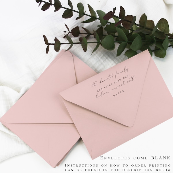 Rosa Light Pink Envelopes for Wedding, Shower Invitations  | 25 Blank Envelopes | Printing & Addressing Available | A1, A2, A6, A7, A9 Sizes