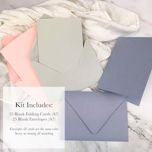 A7 5x7 blank folders and envelopes kits. Matching blank card and envelope kits for invitations, card making.