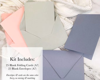 Blank Cards with Matching Envelopes A7 5x7 | Kit to Make Your Own Holiday Cards, Invitations | 25 Blank Folding Cards & Envelopes | 48 Color