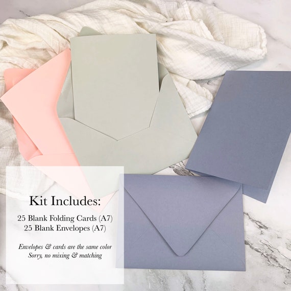 A7 Blank Folding Cards & Envelopes Kit | 48 Colors | 25-Pack for DIY Invitations, Cards
