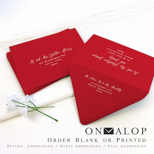 Scarlet Red Envelopes for Holiday Cards, Invitations | Blank or Addressed | 25 Envelopes | 5x7 + More Sizes | Classic Christmas Red Color