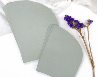 Sage Arch Invitation Cards, A2, A7 | 25 Blank Cards (Printing Available) | Arch or Half Arch Shaped Paper | Thick Card Stock Matte Finish