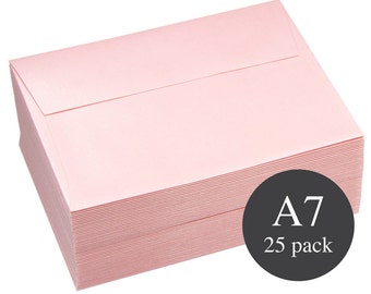 25 - A7 Pink Metallic Straight Flap Envelopes - 5 1/4 x 7 1/4 - Rose Quartz