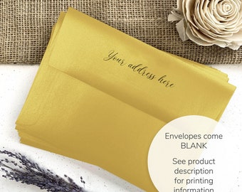 Super Gold Shimmer Metallic Envelopes for Wedding Invitations, Greeting Cards & Social Announcements | 25 Blank Envelopes