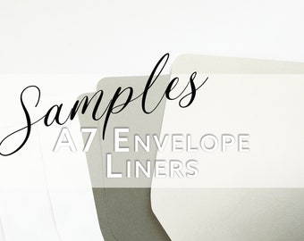 May include: Samples of A7 envelope liners in white and gray. The liners are folded and stacked on top of each other.