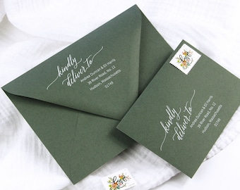 Dusty Green Wedding Envelopes | 5x7 (A7), A2, A6, A9 + More Standard Sizes | 25 Blank Envelopes | Printing Available