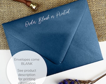 Navy Blue Shimmer Metallic Lapis Lazuli Envelopes for Wedding Invitations, Greeting Cards | 25 Blank Envelopes | Printing Available