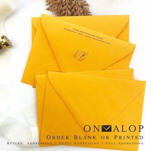 Sun Glow Yellow Envelopes, Matte Finish, Blank or Printed with Addresses (25 Pack)