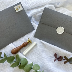 Cobblestone Gray (Charcoal) Square Flap Wedding Envelopes - Standard Sizes for Invites (25 Envelopes) - A7 | 5 by 7 | Addressing Available