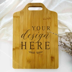Custom Bamboo Cutting Board | Personalized Laser Engraved | 11 x 7 3/4&quot; with Classic Handle | Gift for Mom/Dad, Wedding, Housewarming