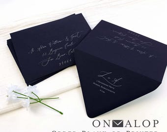 Dark Navy Blue Envelopes, Euro Flap | Blank or Printed with your Addresses (25 Pack)