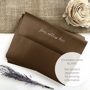 Shiny Shimmery Metallic Brown Envelopes | A1, A2, A6, A7, A9 + More Sizes | 25 Blank Envelopes (White Ink Printing, Addressing Available)