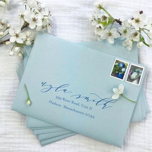 Placid Blue, Light Dusty Blue Envelopes for Wedding Invitations, RSVPs, Cards | 25 Envelopes | Order Blank or Personalized with Addresses