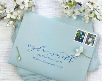 Placid Blue, Light Dusty Blue Envelopes for Wedding Invitations, RSVPs, Cards | 25 Envelopes | Order Blank or Personalized with Addresses