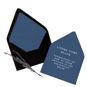 Metallic Navy Wedding Envelope Liners 4x6, 5x7 + More Sizes | 25 Blank Euro Flap Liner Paper | Printing Available | Envelopes Not Included