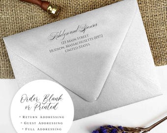 Sobres de boda metálicos plateados brillantes, solapa europea, en blanco o impresos con direcciones (paquete de 25)