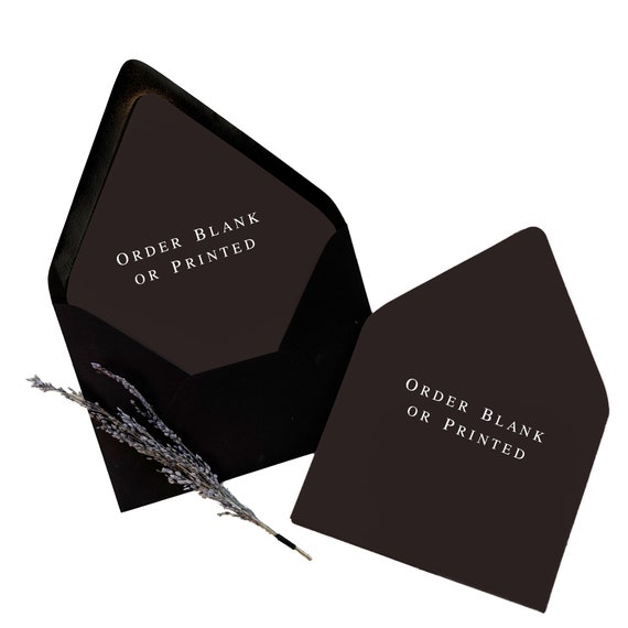 Black A7.5 Envelopes Matte Black Wedding Envelopes Ebony Euro Flap  Envelopes 