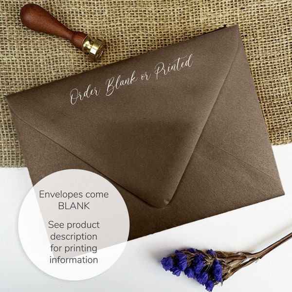 Bronze Shimmer Metallic Envelopes for Wedding Invitations, Greeting, RSVP Cards | 25 Blank Envelopes | White Ink Addressing Available