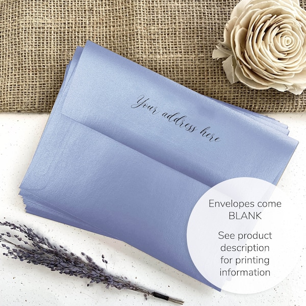 Metallic Dusty Blue Vista Envelopes for Cards, Invites | Heavyweight Paper, Straight Flap | A1, A2, A7, A9 + More Sizes | 25 Blank Envelopes