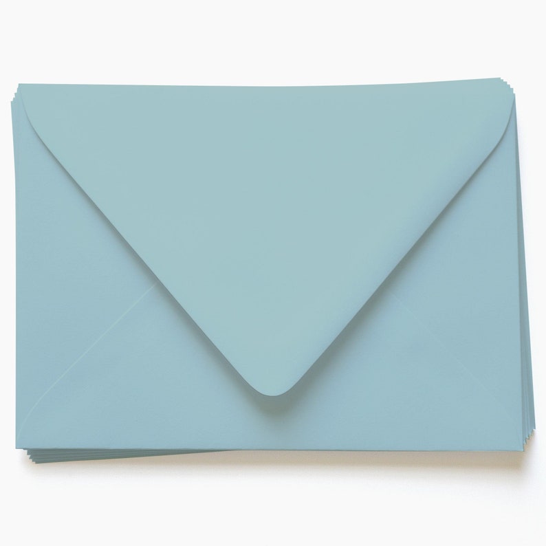 Placid Blue, Light Dusty Blue Envelopes for Wedding Invitations, RSVPs, Cards 25 Envelopes Order Blank or Personalized with Addresses image 4
