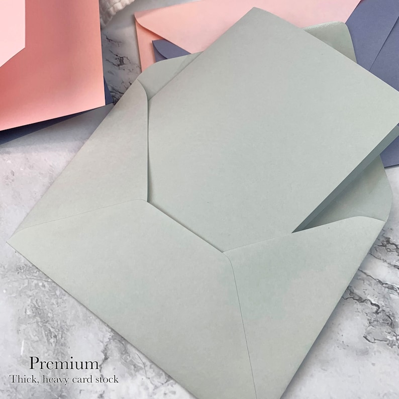 A7 5x7 cards with envelopes. Matching blank card and envelope kits for invitations, card making.