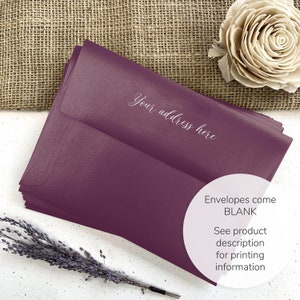 Metallic Plum Envelopes (Stardream Ruby) | 25 Blank Shimmery Envelopes for Wedding, Mitzvah, Party Invites | White Ink Printing Available