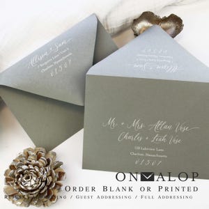 Sage Gray Wedding Envelopes, Blank or Printed | Euro Flap, 68lb Text (Set of 25)