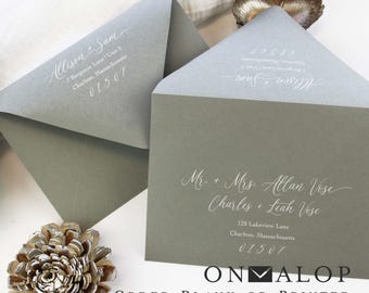 Sage Gray/Green Envelopes for Weddings, RSVPs, Save the Dates, Invites | 25 Envelopes, Blank or Custom Printed | 4x6, 5x7, 5x8 + More Sizes