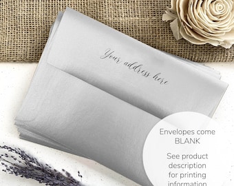 Silver Shimmer Metallic Envelopes for Wedding Invitations, Greeting Cards & Social Announcements | 25 Blank Envelopes