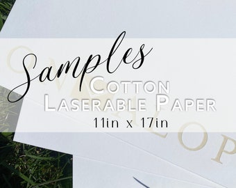 Laser Engraving Cotton Paper Sample – (1) 11x17 Matte Cardstock Sheet