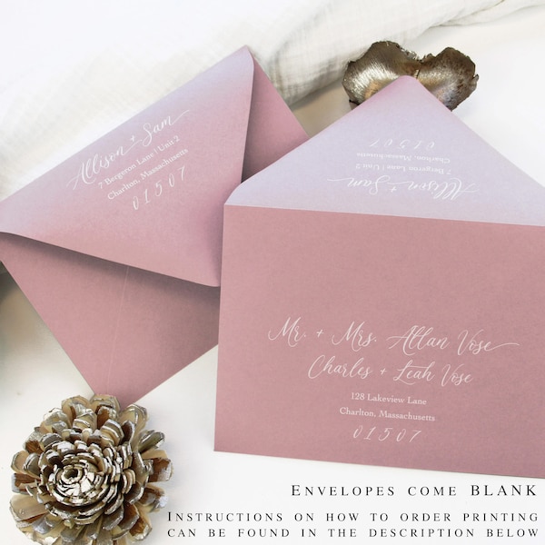 Dusty Rose Envelopes for Wedding | 3x5, 4x6, 5x7 + More Invite & RSVP  Sizes | Thick, Heavyweight  Paper | 25 Envelopes (Printing Available)