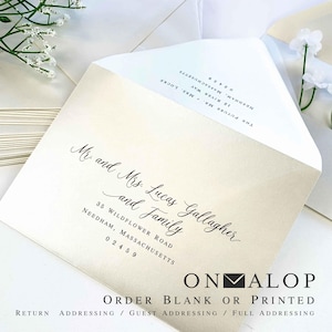 Sobres con brillo perlado de cuarzo / 25 sobres, en blanco o con impresión personalizada / 4x6, 5x7, 5x8 +