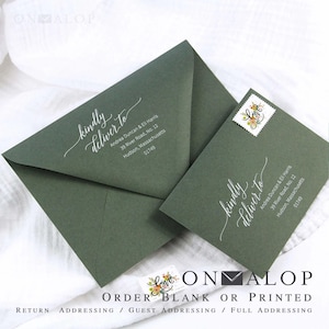 Dusty Green Wedding Envelopes | 5x7 (A7), A2, A6, A9 + More Standard Sizes | 25 Blank Envelopes | Printing Available