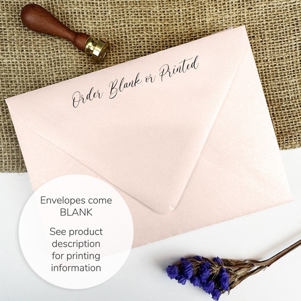 Coral Blush Metallic Envelopes For Wedding, Cards | 5x7 + More Card, RSVP Sizes | 25 Blank Shimmery Envelopes (Printing Available)