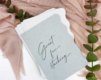 Metallic Side Wave Cards, Wavy Scallop Edge, Blank Invites, A2/A7 (25 Pack)