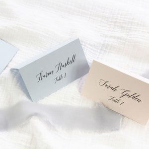 Wedding Place Cards | 50 Colors | Blank or Printed with Guest Names, Tables | 25 Folding Seating Cards | Thick Paper, Easy Fold