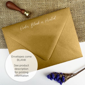Antique Gold Metallic Shimmer Invitation Envelopes | A1, A2, A7, A7.5 + More Sizes | 25 Blank Envelopes (Address Printing Available)