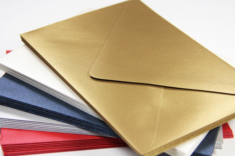 Shimmer Envelopes Wedding Envelopes 25 5 14 x 7 14 Stationery Envelopes A7 Metallic Euro Flap Envelopes