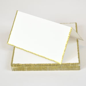 Gold Foil Deckle Edge Place Cards | For Wedding Seating, Calligraphy (Set of 25)