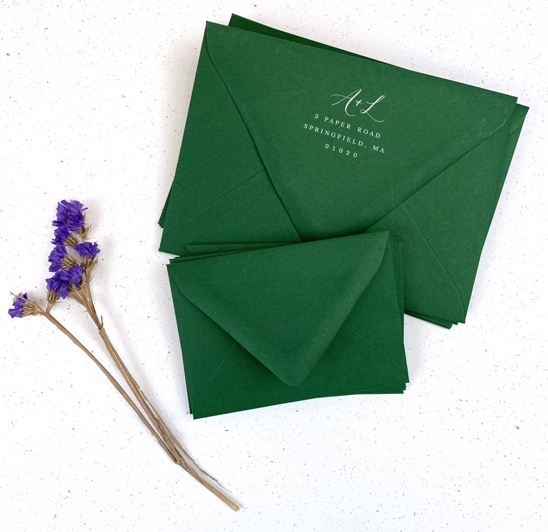 Emerald, Dark Green Invitation Envelopes 25 Blank Envelopes A1, A6, A7