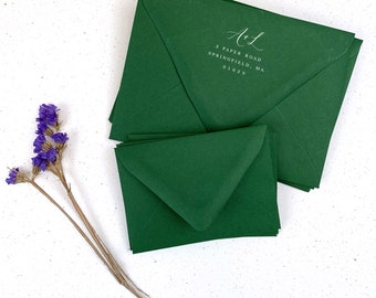 Emerald, Dark Green Invitation Envelopes | 25 Blank Envelopes | A1, A6, A7 + More Sizes | White Ink Address Printing Available | Thick Paper