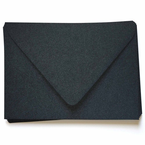 25 Black Metallic Euro Flap Envelopes A1 Envelopes A2 Etsy
