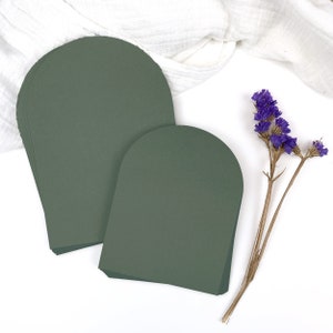 A2, A7 Arch, Half-Arch Shaped Paper, Dusty Green | 25 Blank Arch Cards for Invites, Save the Date, Menu (White Ink Printing Available)